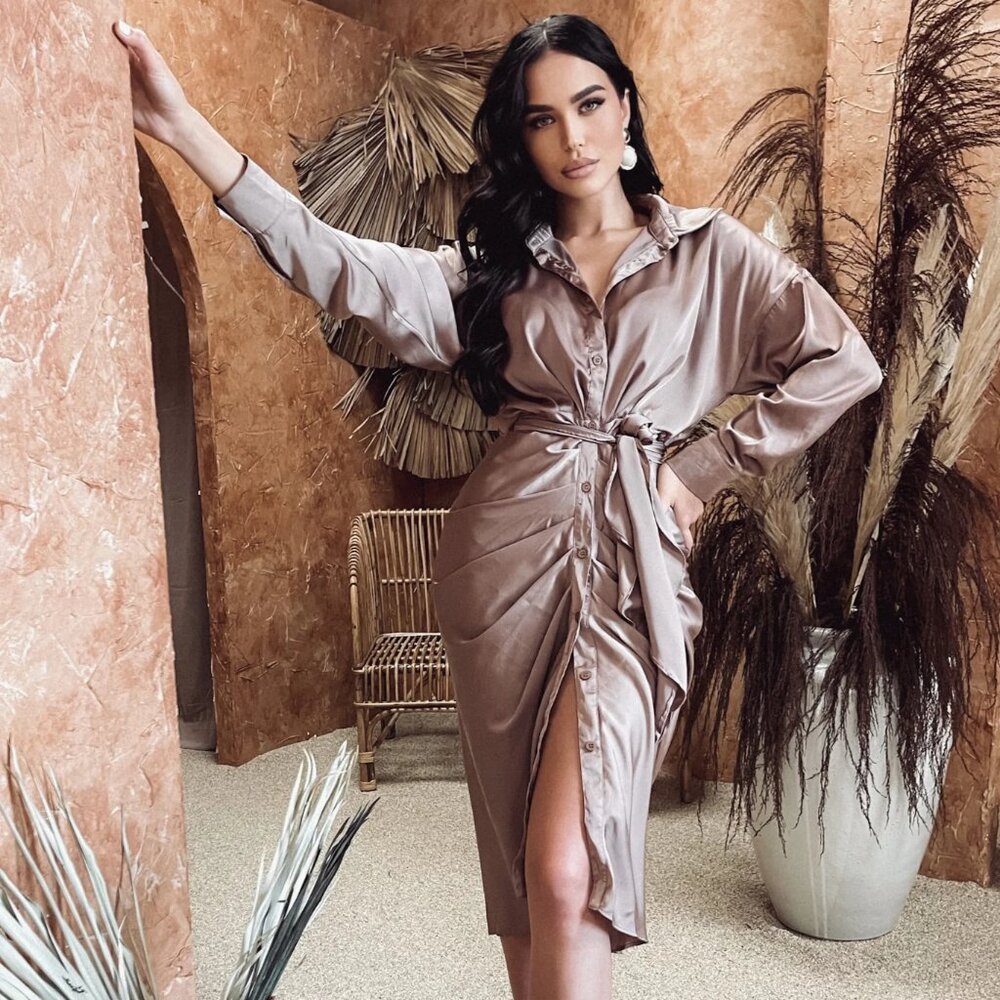NWT DO+BE Cappuccino Colored Boutique Dress Sz S - Picture 1 of 8